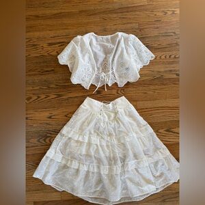 SHEIN White Eyelet Skirt Set